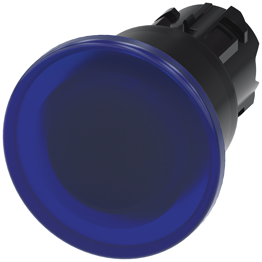 BOTÃO LUMINOSO EM FORMA DE COGUMELO 22 MM REDONDO PLÁSTICO AZUL 40 MM D 3SU10011BA500AA0-ZX90 SIEMENS