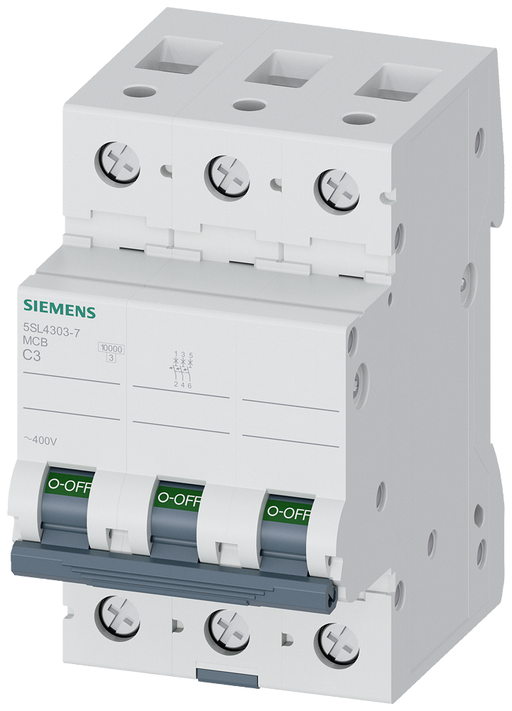 DISJUNTOR DE POTÊNCIA 400 V 10 KA 3 POLOS C 3A 5SL43037 SIEMENS