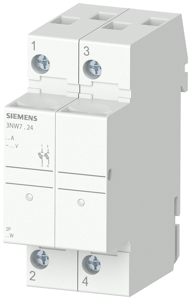 PORTA-FUSÍVEIS CILÍNDRICO 8X32 MM DE 2 POLOS IN: 20 A UN CA: 400 3NW7324 SIEMENS