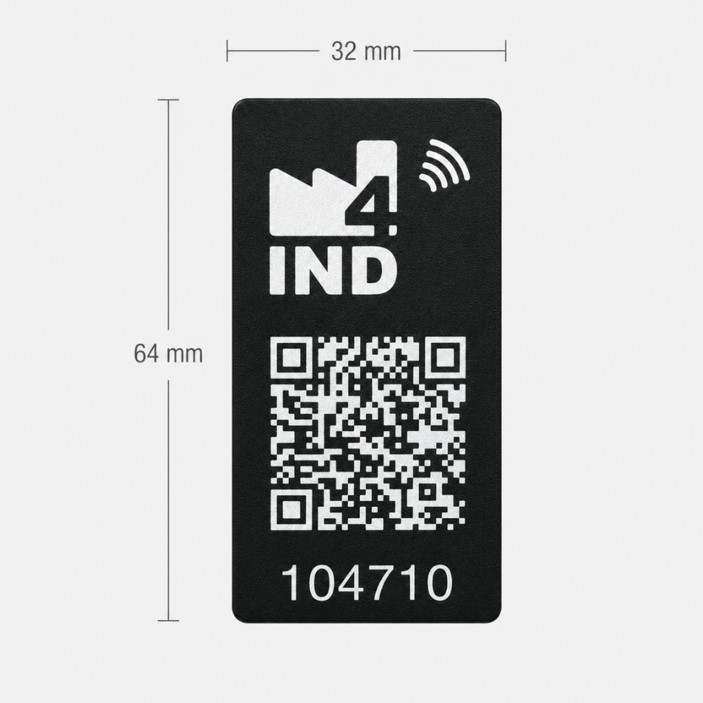 SLOT DE MAPEAMENTO ETIQUETA QR CODE E NFC ANTICORROSIVA 32X64MM PRETA DIGI4IND