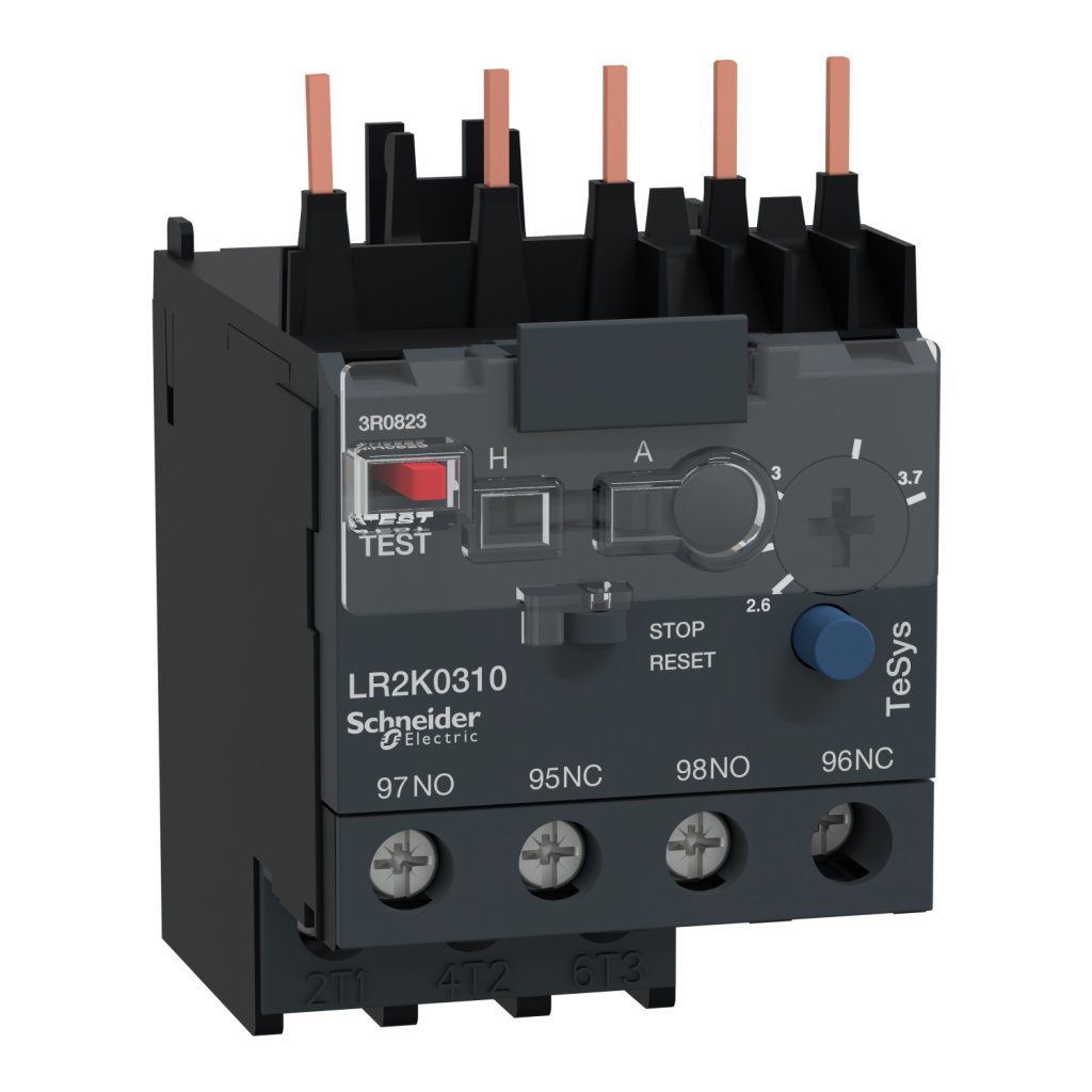 [Imagem do produto RELE TERMICO TESYS K CLASSE 10 2.63.7A 1NA+1NF LR2K0310 SCHNEIDER]