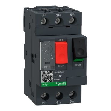 [Imagem do produto DISJUNTOR MOTOR 0,1A A 0,16A TESYS GV2 BOTÃO DE IMPULSÃO GV2ME01 SCHNEIDER]