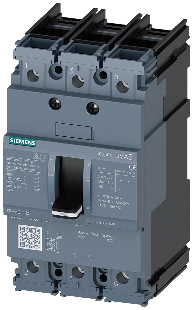 DISJUNTOR UL FRAME 125 60 A DE 3 POLOS 35 KA TM FTFM 3VA51605ED300DD0 SIEMENS