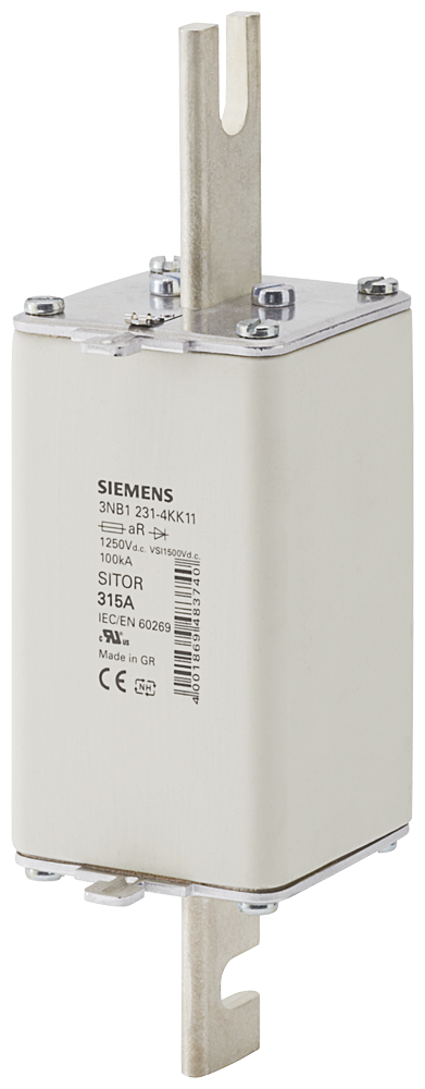 ELEMENTO DE FUSÍVEL SITOR COM CONTATOS DE FACA RANHURADOS NH2L IN: 315 A AR 3NB12314KK11 SIEMENS