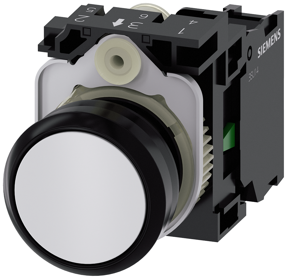 BOTÃO 22 MM REDONDO PLÁSTICO BRANCO BOTÃO DE PRESSÃO PLANO R 3SU11000AB601BA0-ZY11 SIEMENS