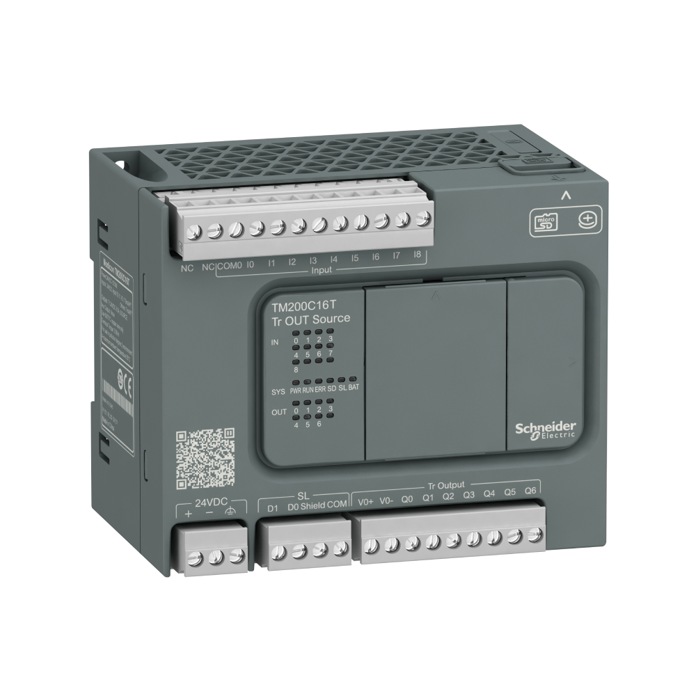 [Imagem CONTROLADOR LÓGICO PROGRAMÁVEL 9E/7S DIGITAIS 24VCC IP20 TM200C16T SCHNEIDER]