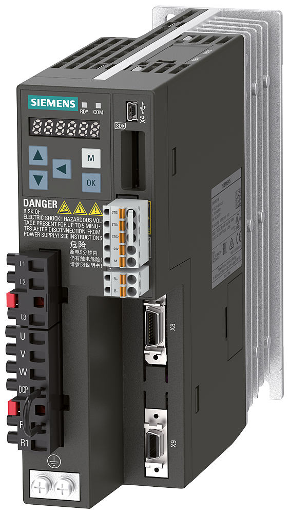 [Imagem SERVO DRIVE TRIFÁSICO 0.4KW 1.2A 380/480V 47/63HZ IP20 SINAMICS V90 6SL32105FE104UF0 SIEMENS]