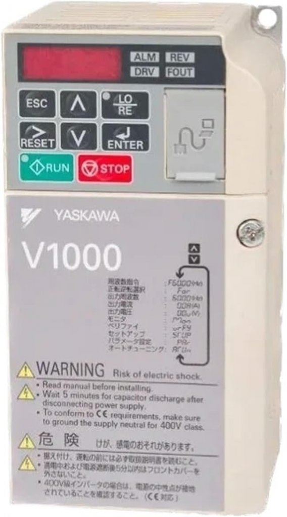 [Imagem INVERSOR DE FREQUÊNCIA TRIFÁSICO 0,75/0,4KW 2,1/1,8A 380/480V 50/60HZ V1000 CIMRVB4A0002BBA YASKAWA]