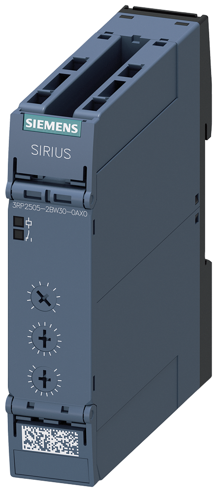 RELÉ TEMPORIZADOR COM MÓDULO CHATO PINTADO 2CI 27 FUNÇÕES 7 FAIXAS TEMPORAIS 3RP25052BW300AX0 SIEMENS