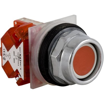 [Imagem BOTÃO Ø30MM METÁLICO GUARDA ALTA RETORNO POR MOLA VERMELHO NF 9001KR2RH6 SCHNEIDER]
