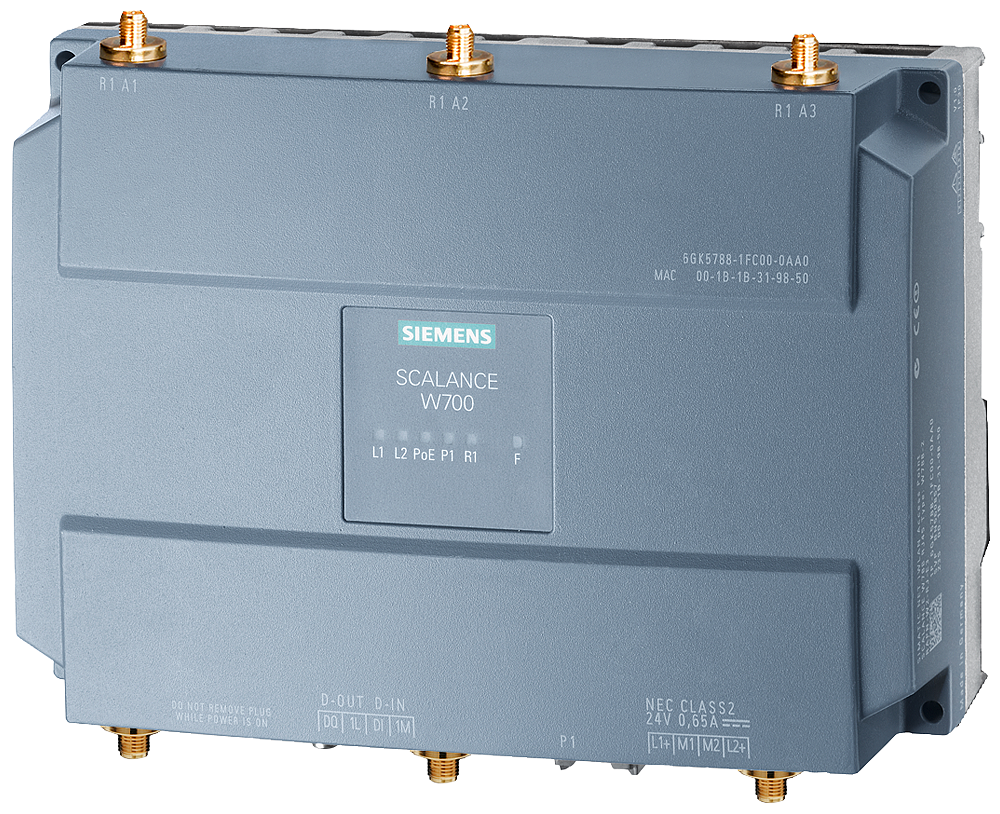 [Imagem do produto SCALANCE W788-2, IWLAN AP, 450 MBIT/S, 2X RÁDIO, 6XR-SMA, 24VCC, EUA 6GK57882FC000AB0 SIEMENS]