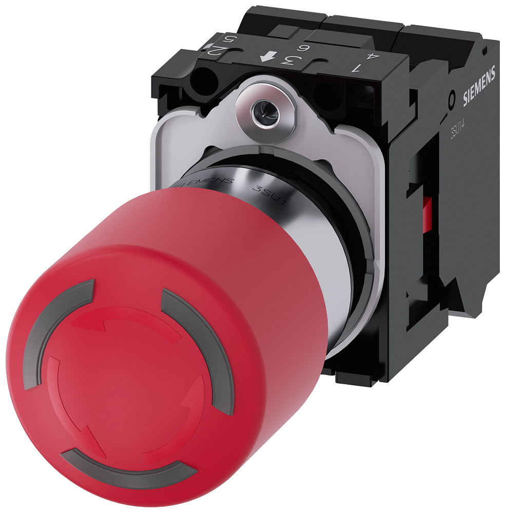 BOTÃO COGUMELO DE PARADA DE EMERGÊNCIA ILUMINÁVEL 22 MM REDONDO METAL AL 3SU11521GB203PW0 SIEMENS