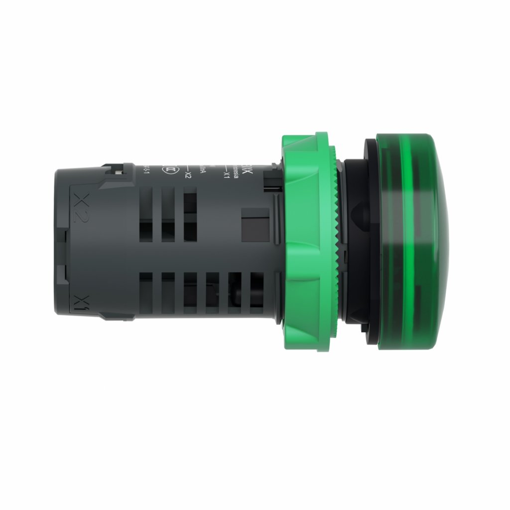 [Imagem SINALIZADOR MONOBLOCO Ø22MM PLÁSTICO LED DE ALTO BRILHO VERDE 24VCA/CC XB5EVB3 SCHNEIDER]