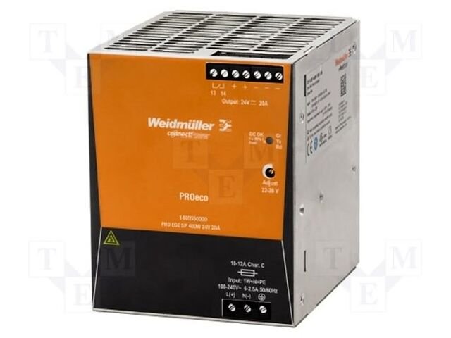 [Imagem do produto FONTE ALIMENTACAO CHAVEADA PRO-ECO3 480W 24V 20A  (TRIF.) 1469550000 WEIDMULLER]