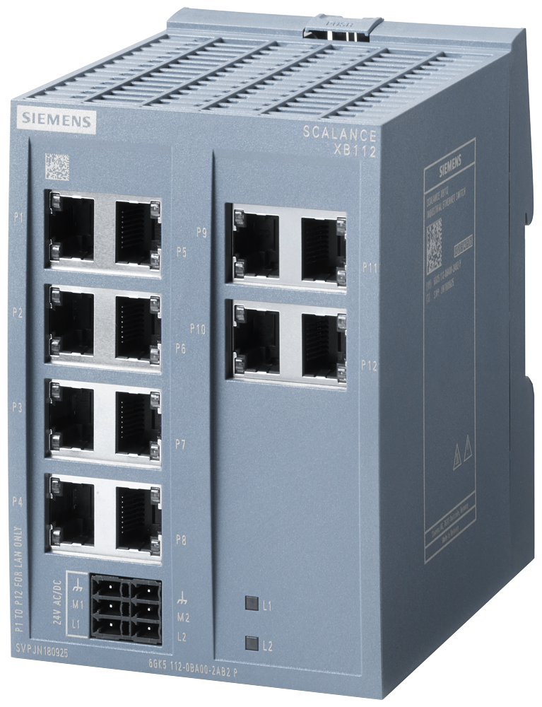 [Imagem SWITCH IE PORTAS RJ45 DE 12X 10/100 MBIT/S SCALANCE XB112  6GK51120BA002AB2 SIEMENS]
