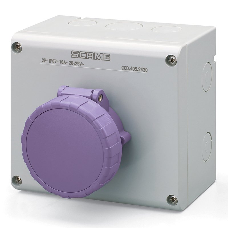 [Imagem do produto TOMADA DE EMBUTIR INTERTRAVAMENTO 32A 2P IP66/IP67 20-25V 505.2620 SCAME]