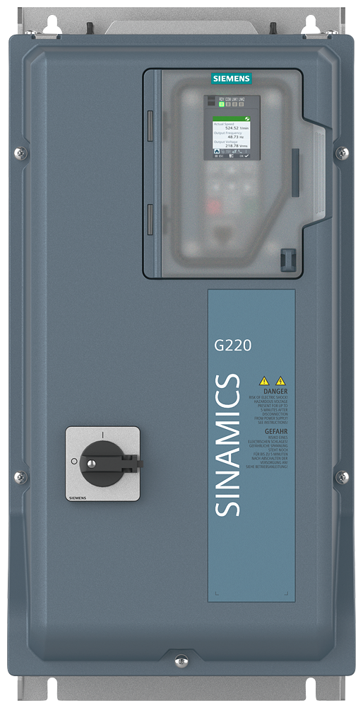 [Imagem do produto SINAMICS G220 380-500 V 3AC + 10/-20% 47-63 HZ POTÊNCIA BAIXA: 4 KW 150%  6SL41130JA130BF0 SIEMENS]
