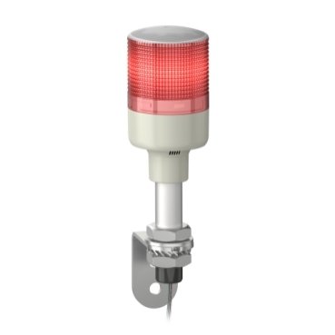 [Imagem COLUNA LUMINOSA Ø60MM PRÉ MONTADA BUZZER LED VERMELHO 24VCA/CC TUBO DE MONTAGEM EM ALUMÍNIO COM SUPORTE EM L XVGB1SA SCHNEIDER]