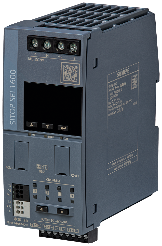 SISTEMA DE SELETIVIDADE SITOP SEL1600 24 V CC/4X 0,5-10 A COM INTERFACE IO-LINK 6EP44378FB004CY0 SIEMENS