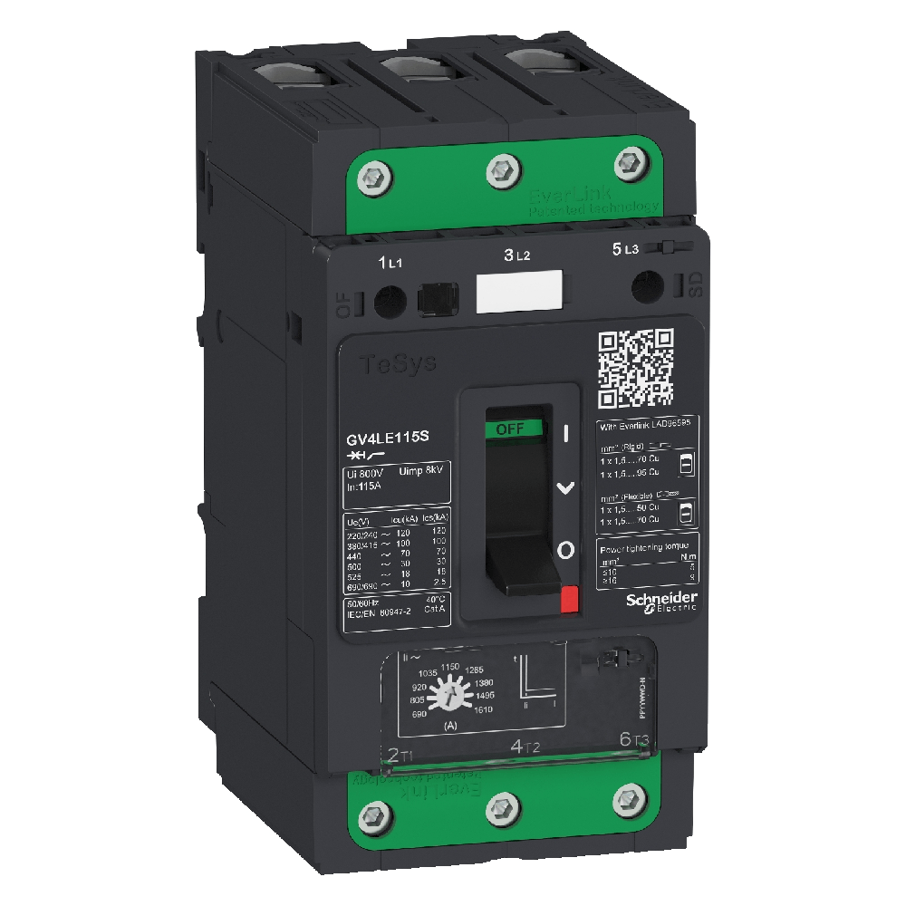 [Imagem DISJUNTOR MOTOR TRIPOLAR GV4 50A 50KA 690V GV4LE50N SCHNEIDER]