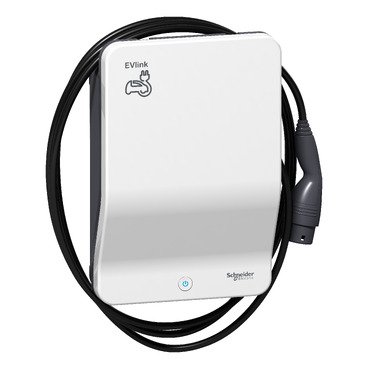 [Imagem CARREGADOR VEICULAR EVLINK WALLBOX - 22 KW - CABO T2 ACOPLADO - CHAVE SCHNEIDER]