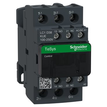[Imagem do produto TESYS D CONTACTOR - 3P - <= 440 V - 38 A AC-3 - 100...250 V AC/DC COIL SCHNEIDER]
