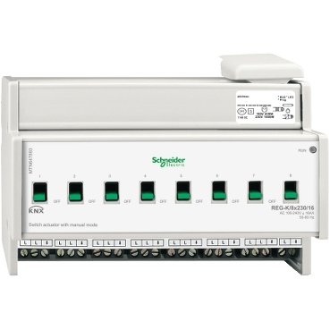 [Imagem MÓDULO ATUADOR DE CHAVE COM ACIONAMENTO MANUAL KNX 8X230V SCHNEIDER]