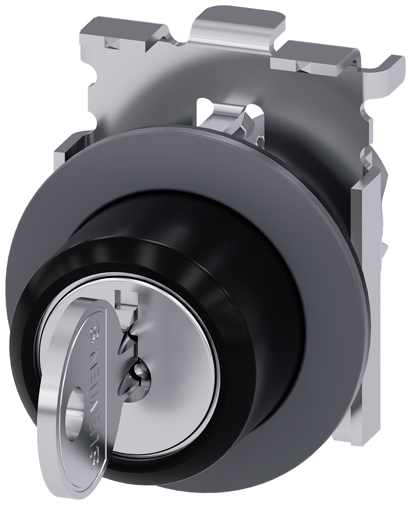 [Imagem do produto INTERRUPTOR DE CHAVE RONIS, 30MM, REDONDO, METAL, FOSCO, RETIRADA DA CHAVE I+ 3SU10604LL110AA0 SIEMENS]