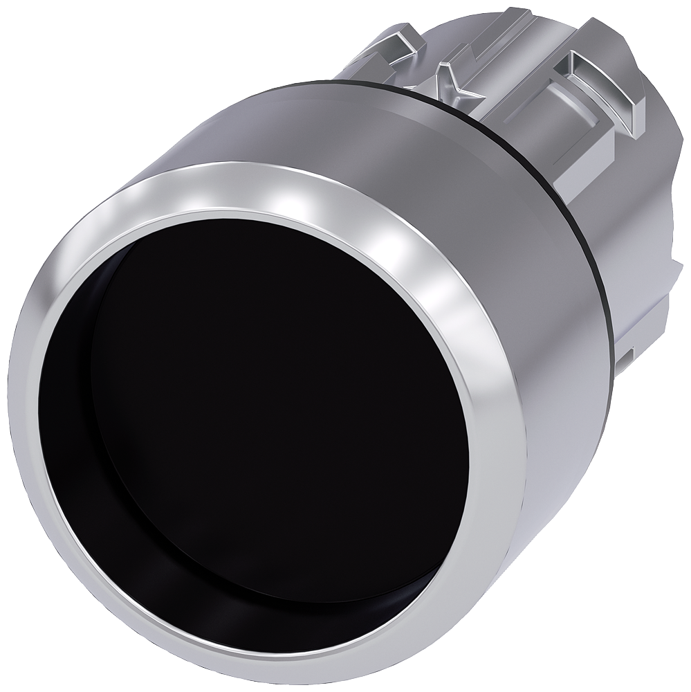 BOTÃO 22 MM REDONDO METAL DE ALTO BRILHO PRETO ANEL FRONTAL ALTO TECLA 3SU10500CB100AA0-ZY19 SIEMENS