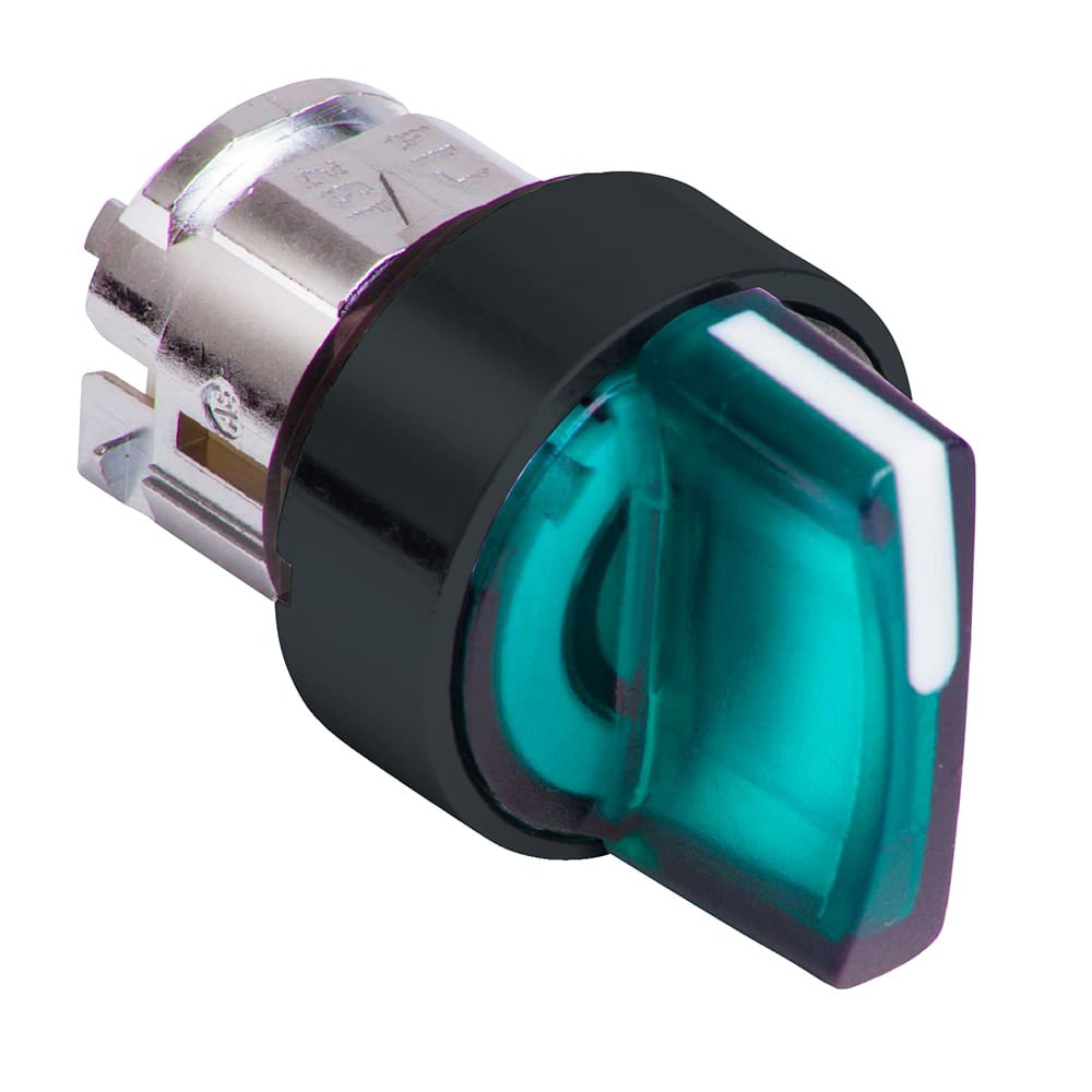 [Imagem CABEÇOTE PARA COMUTADOR LUMINOSO Ø22MM PLÁSTICO, 3 POSIÇÕES RETORNO POR MOLA, VERDE ZB5AK1833 SCHNEIDER]