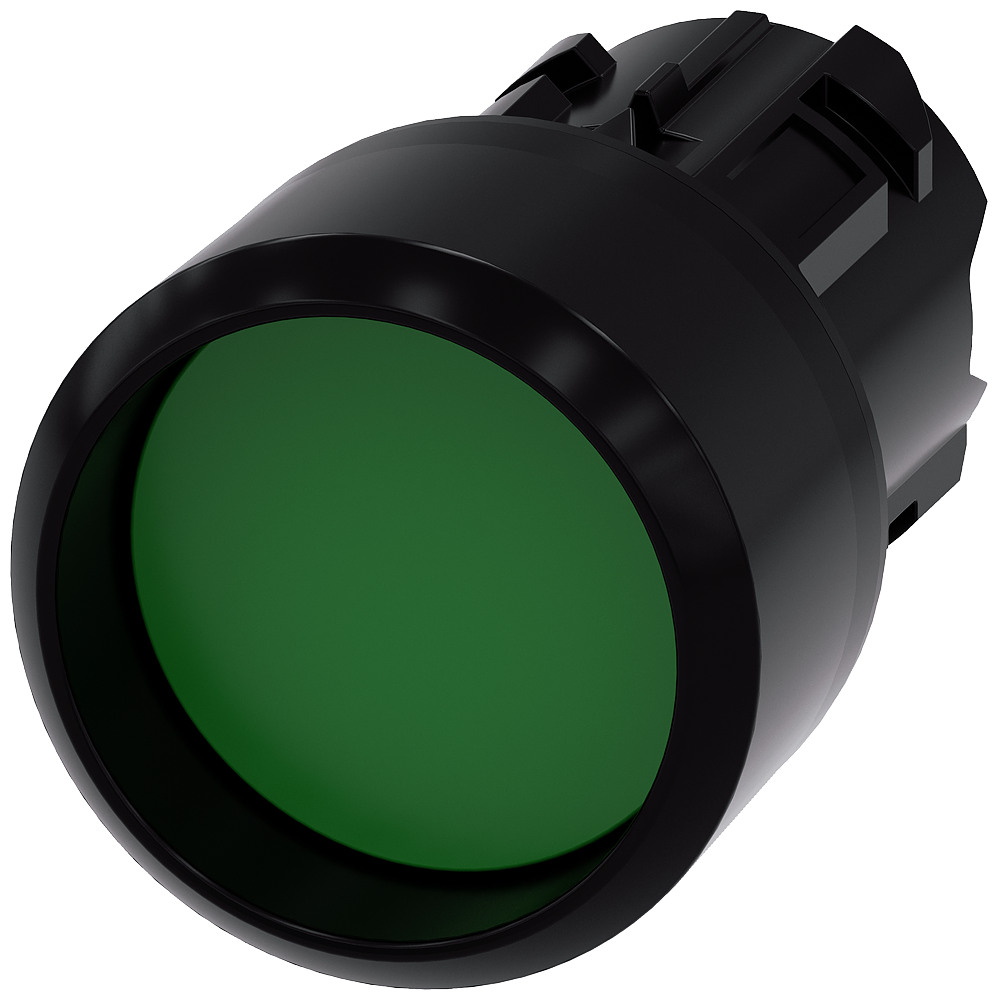 BOTÃO 22 MM REDONDO PLÁSTICO VERDE ANEL FRONTAL ALTO RETORNO, 3SU10000CB400AA0-ZY13 SIEMENS