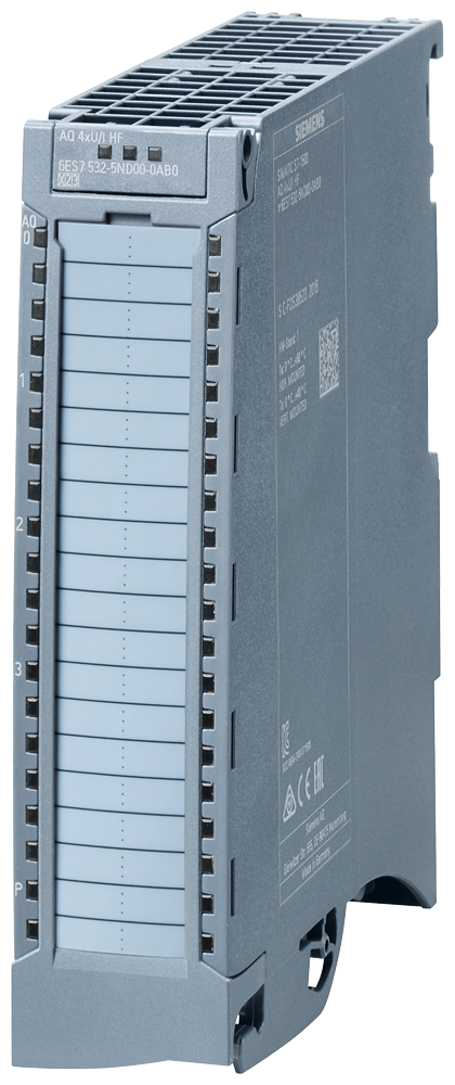 [Imagem do produto MÓDULO DE SAÍDA ANALÓGICO ET200MP 4S 16BITS 24V 160MA 6ES75325ND000AB0 SIEMENS]