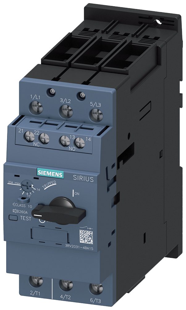 CHAVE DE POTÊNCIA PROTEÇÃO DO MOTOR CLASS 10 DISJUNTOR A 14-20A DISJUNTOR 3RV20314BA15 SIEMENS