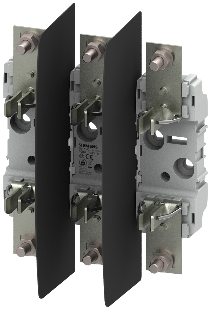BASE FUSÍVEL NH PLÁSTICO TAMANHO 2 DE 3 POLOS 400 A 690 V CONEXÃO PLANA 3NH2330 SIEMENS