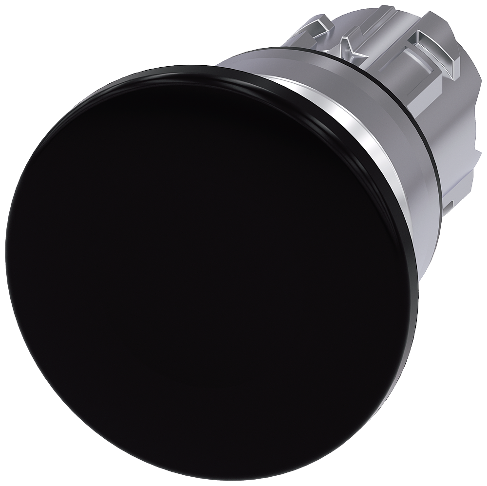 BOTÃO TIPO COGUMELO 22 MM REDONDO METAL DE ALTO BRILHO PRETO 40 MM TEC 3SU10501BD100AA0-ZY13 SIEMENS