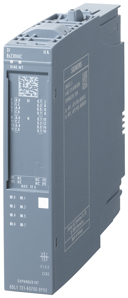 [Imagem MODULO I/O DIGITAL 8DI ET200SPHA 6DL11316GF000PK0 SIEMENS]