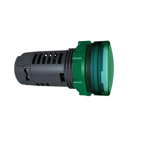 [Imagem SINALIZADOR MONOBLOCO Ø22MM PLÁSTICO LED DE ALTO BRILHO VERDE 230...240VCA XB5EVM3 SCHNEIDER]
