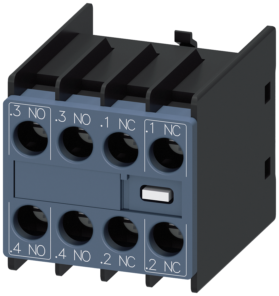 [Imagem do produto INTERRUPTOR AUXILIAR LADO FRONTAL 2NA+2NF CAMINHO DE CORRENTE 1NA 1NA 1NF 3RH29111NE22 SIEMENS]