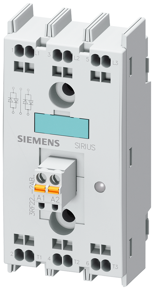 [Imagem do produto RELÉ SEMICONDUTOR 2RF2, TRIFÁSICO 30A 48-600V/4-30V COMANDADO POR FASES CC2 3RF22302AB45 SIEMENS]