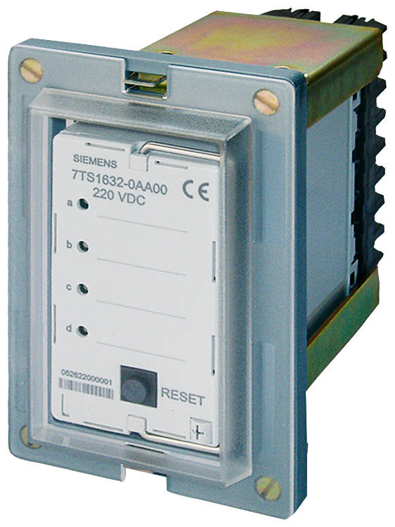 RELÉ DE SINALIZAÇÃO COM 4 LEDS DE INDICAÇÃO E TECLA RESET TENSÃO AUXILIAR: 22 7TS16420AA000 SIEMENS