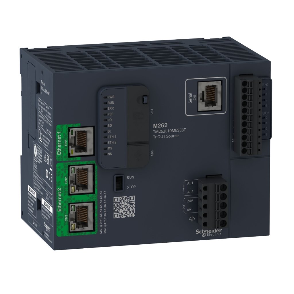 [Imagem CONTROLADOR LÓGICO PROGRAMÁVEL 4 ENTRADAS/4 SAÍDAS DIGITAIS SAÍDAS SOURCE MODBUS TCP/ETHERNET IP 24 VDC TM262L10MESE8T SCHNEIDER]