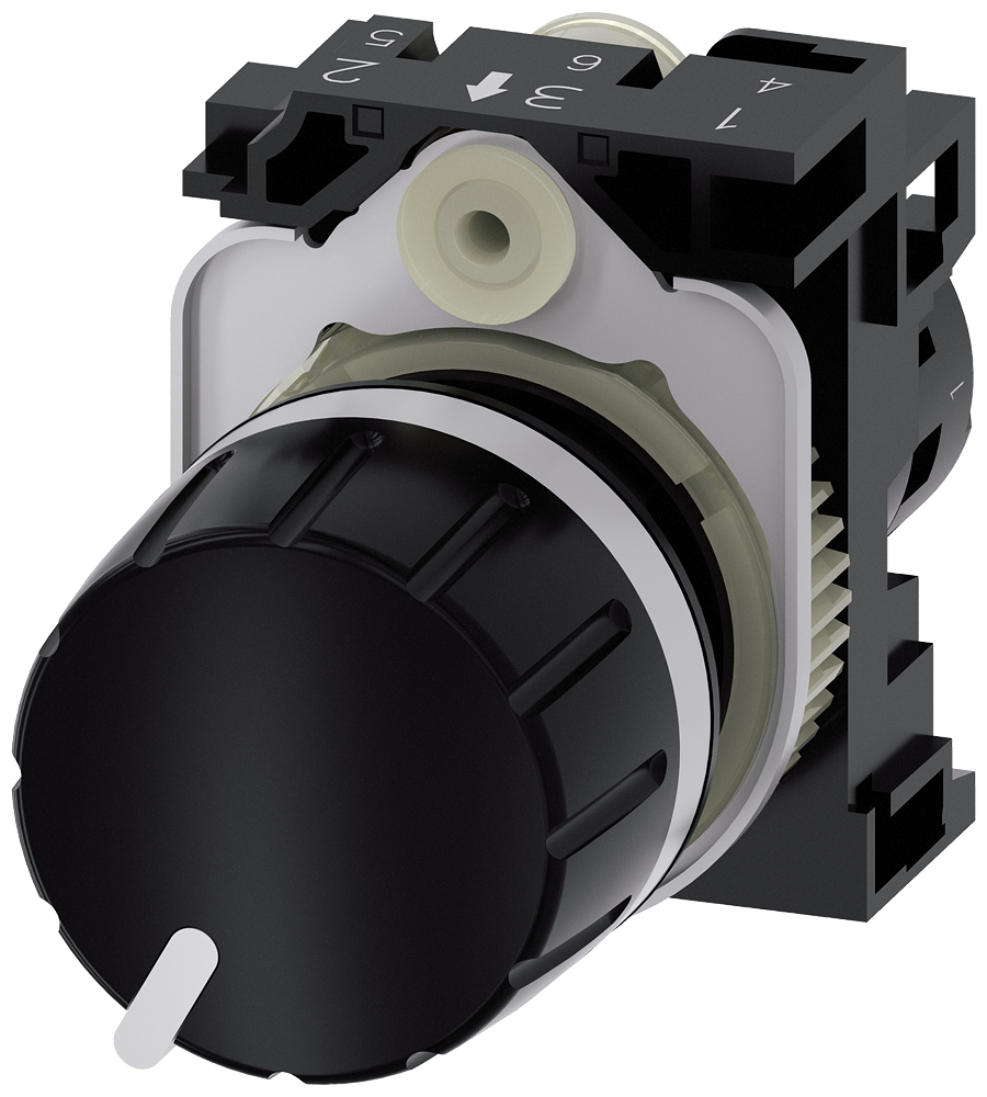 [Imagem do produto POTENCIÔMETRO, 22MM, REDONDO, PLÁSTICO, PRETO, 470 KOHM, COM SUPORTE 3SU12002PV101AA0 SIEMENS]