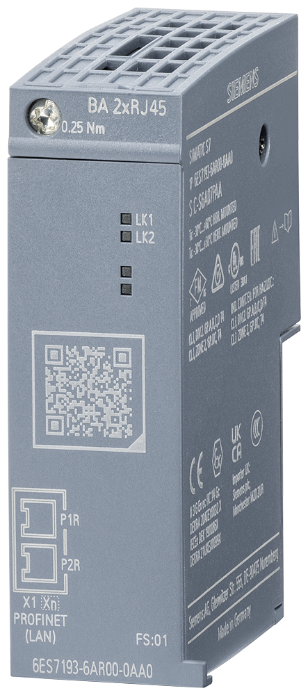 [Imagem MÓDULO ADAPTADOR PROFINET BA 2XRJ45 SIMATIC ET 200SP 6ES71936AR000AA0 SIEMENS]