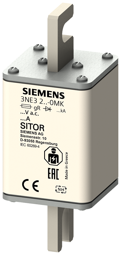 ELEMENTO DE FUSÍVEL SITOR COM CONTATOS DE FACA RANHURADOS NH1 IN: 500 A AR 3NE32340MK08 SIEMENS