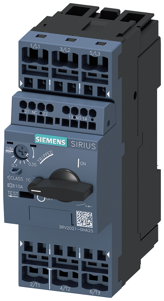 CHAVE DE POTÊNCIA S0 PROTEÇÃO DO MOTOR CLASS 10 DISJUNTOR A 0,55-0,8A DI 3RV20210HA25 SIEMENS