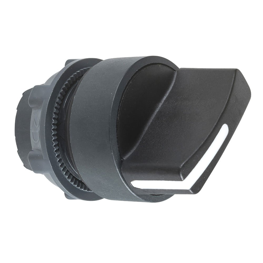 [Imagem CABEÇOTE PARA COMUTADOR Ø22MM PLÁSTICO 2 POSIÇÕES RETORNO POR MOLA MANOPLA CURTA PRETO ZB5AD4 SCHNEIDER]