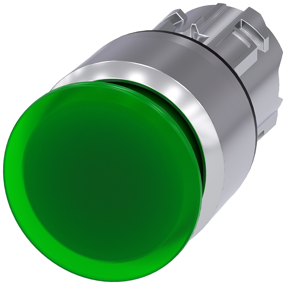 BOTÃO LUMINOSO EM FORMA DE COGUMELO 22 MM REDONDO METAL DE ALTO BRILHO V 3SU10511AA400AA0-ZY12 SIEMENS