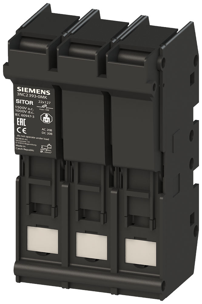 SITOR PORTA-FUSÍVEIS 22X 127 63A 1500V CA/CC 1000V DE 3 POLOS 3NC23930MK SIEMENS
