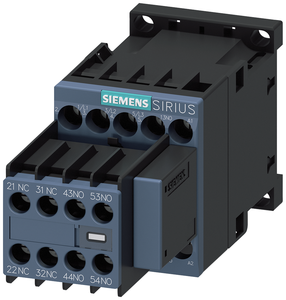[Imagem CONTATOR DE POTÊNCIA TRIPOLAR TERMINAL COM PARAFUSO 3NA+2NF 4KW 220V 50/60HZ 3RT20161CN27 SIEMENS]