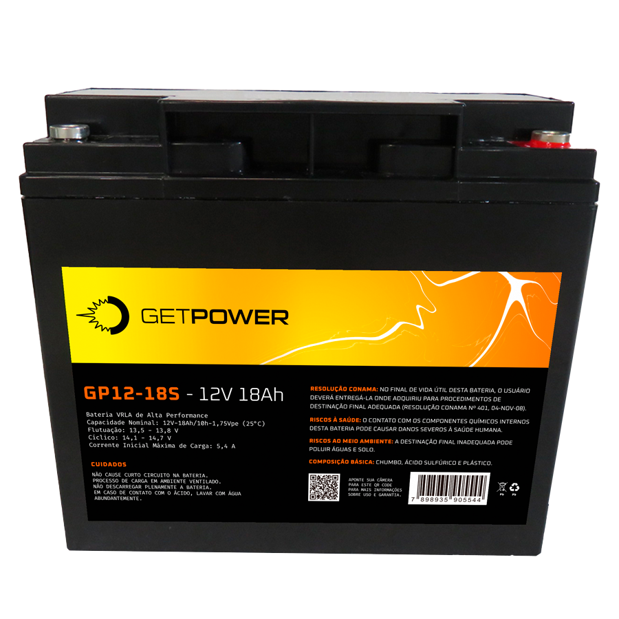 [Imagem do produto BATERIA 12V 18AH GP1218S GETPOWER]
